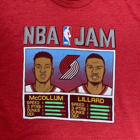 Homage NBA Jam T Shirt Damian Lillard CJ McCollum Portland Trail Blazers - Picture 2 of 8